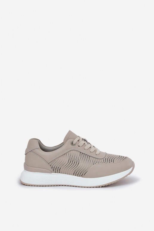 Nahast spordijalatsid Sneakers mudel naistele S.Barski LR51-551 beež