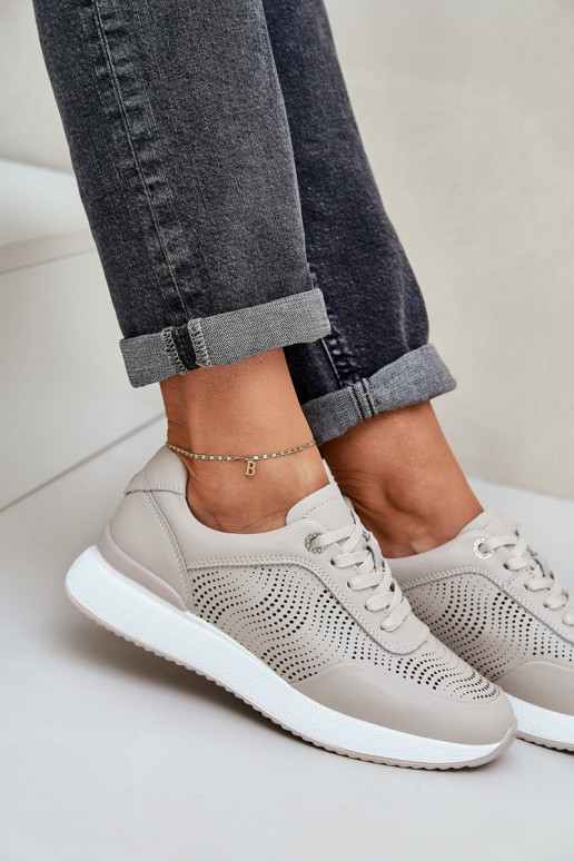 Nahast spordijalatsid Sneakers mudel naistele S.Barski LR51-551 beež