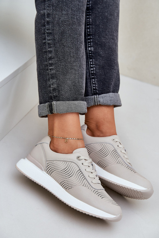 Nahast spordijalatsid Sneakers mudel naistele S.Barski LR51-551 beež