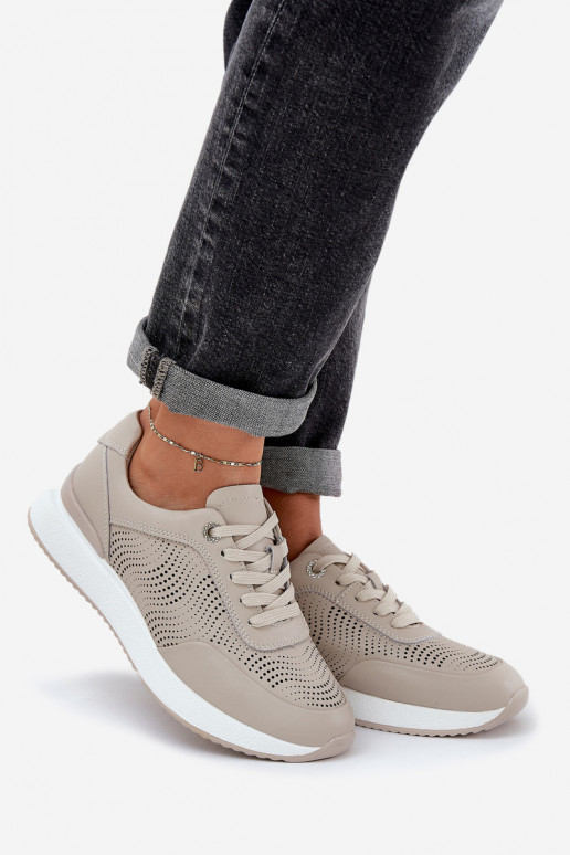 Nahast spordijalatsid Sneakers mudel naistele S.Barski LR51-551 beež