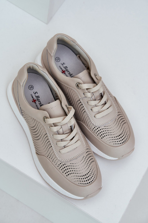 Nahast spordijalatsid Sneakers mudel naistele S.Barski LR51-551 beež