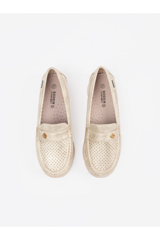 Kuldset värvi  mokassiinid ze m elementem Kuldset värvi  mokassiinid ze m elementem