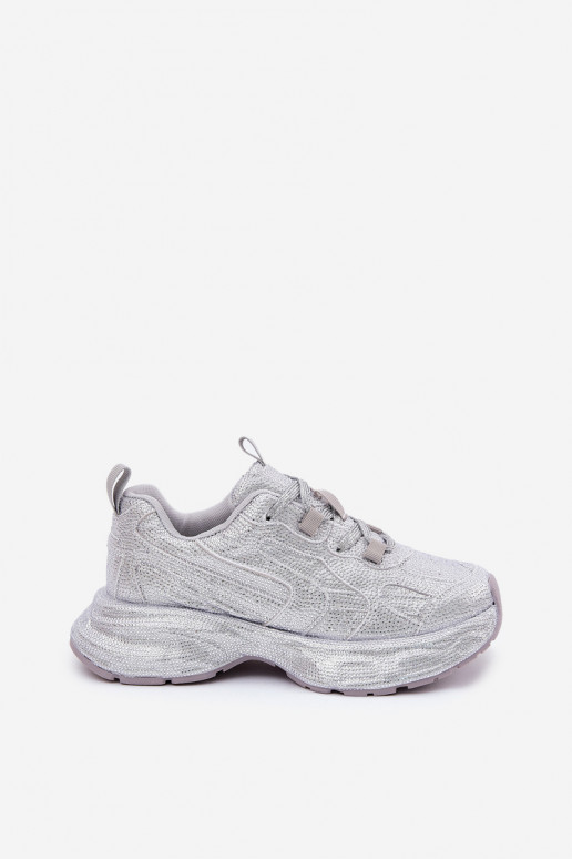 Sneakers mudeli kingad Naistele Dekoratiivsete Tsirkoniitega hõbedase värvi Porrot