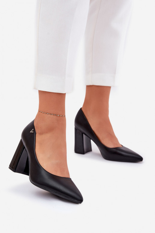 Elegantsed Kingad kõrge jämeda kontsaga Vinceza 62220 Must