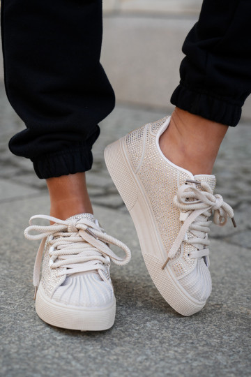 Sneakers tüüpi jalanõud Pealiste omad Kaunistusega platvormiga beeži värvi Eanneth
