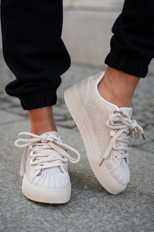 Sneakers tüüpi jalanõud Pealiste omad Kaunistusega platvormiga beeži värvi Eanneth Sneakers tüüpi jalanõud Pealiste omad Kaunistusega platvormiga beeži värvi Eanneth