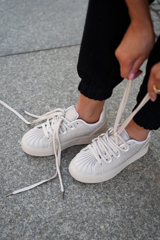 Sneakers tüüpi jalanõud Pealiste omad Kaunistusega platvormiga beeži värvi Eanneth Sneakers tüüpi jalanõud Pealiste omad Kaunistusega platvormiga beeži värvi Eanneth