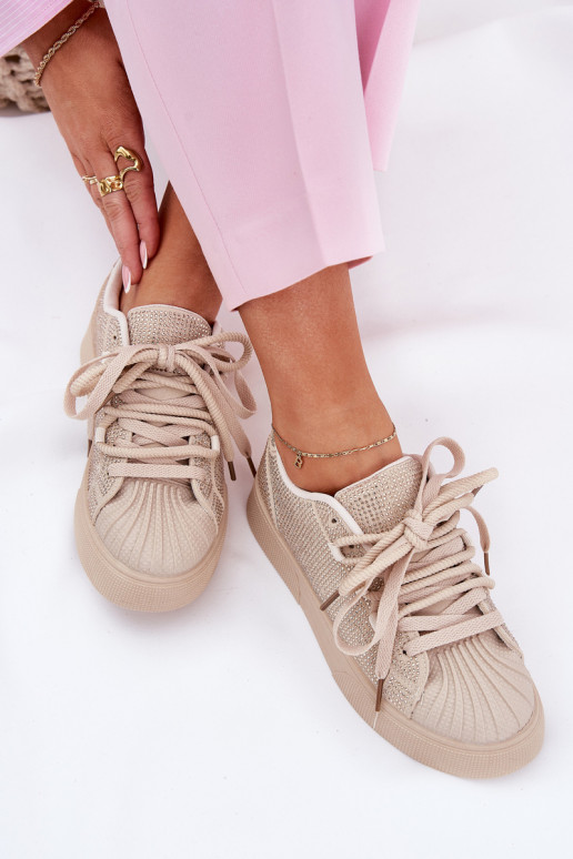Sneakers tüüpi jalanõud Pealiste omad Kaunistusega platvormiga beeži värvi Eanneth Sneakers tüüpi jalanõud Pealiste omad Kaunistusega platvormiga beeži värvi Eanneth