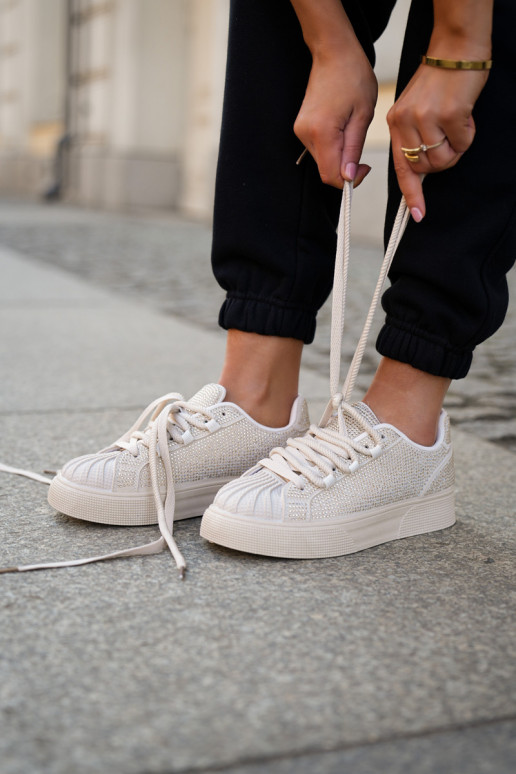 Sneakers tüüpi jalanõud Pealiste omad Kaunistusega platvormiga beeži värvi Eanneth Sneakers tüüpi jalanõud Pealiste omad Kaunistusega platvormiga beeži värvi Eanneth