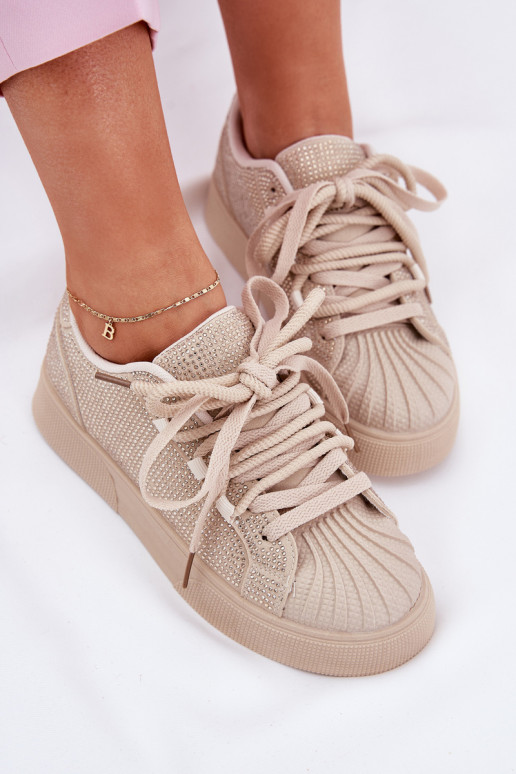 Sneakers tüüpi jalanõud Pealiste omad Kaunistusega platvormiga beeži värvi Eanneth Sneakers tüüpi jalanõud Pealiste omad Kaunistusega platvormiga beeži värvi Eanneth