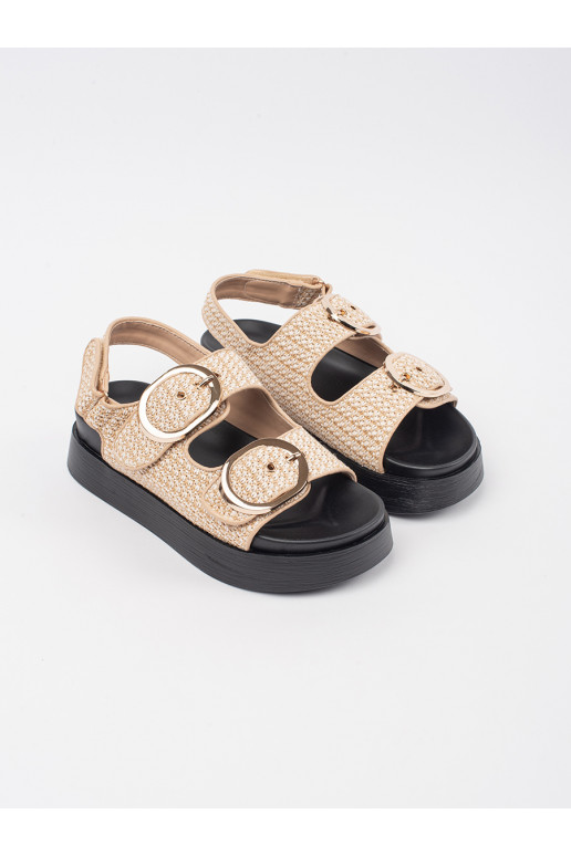 sandaalid platvormiga beež-białą kratkę sandaalid platvormiga beež-białą kratkę