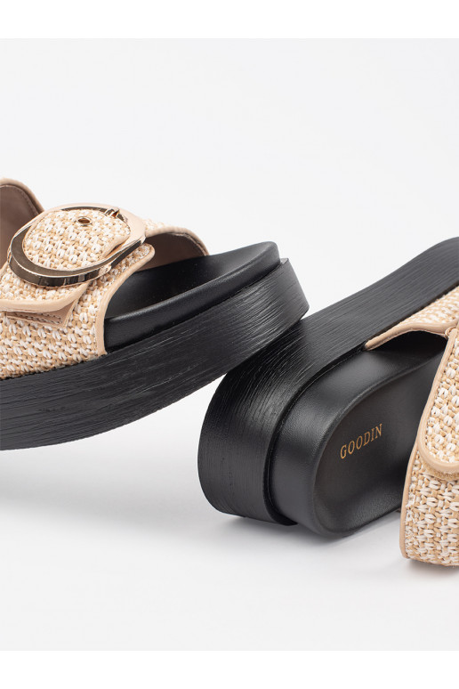 sandaalid platvormiga beež-białą kratkę sandaalid platvormiga beež-białą kratkę