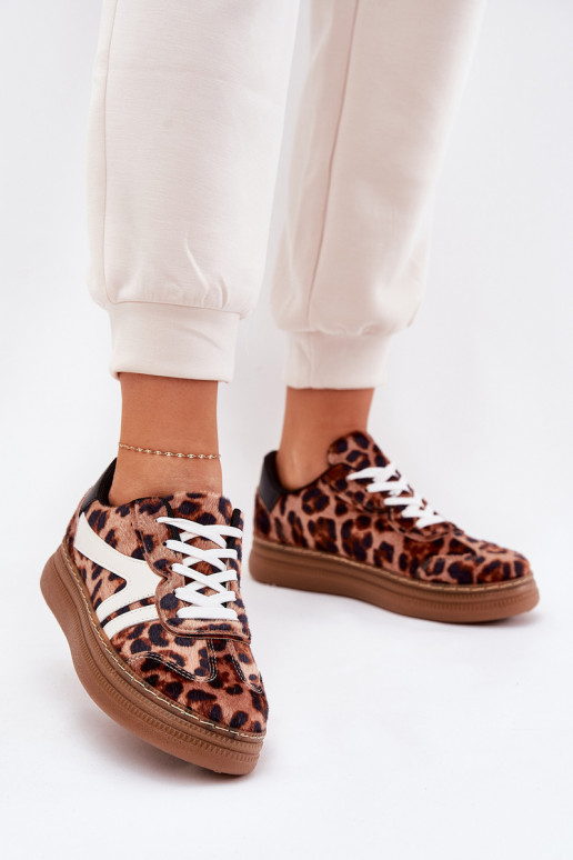 Naistele Sneakersi stiilis kingad platvormiga leopardimustriga pruun