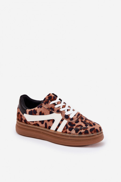 Naistele Sneakersi stiilis kingad platvormiga leopardimustriga pruun