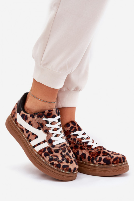 Naistele Sneakersi stiilis kingad platvormiga leopardimustriga pruun