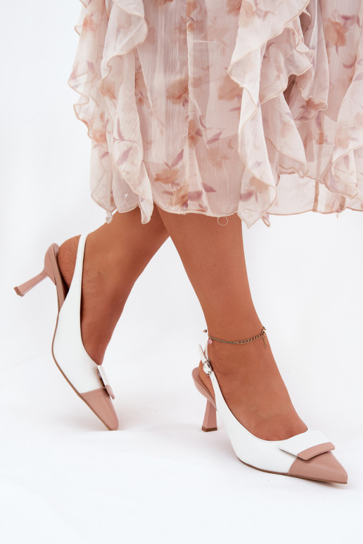 Elegantsed kõrge kontsaga kaunistustega Eko   valget värvi Ottoles