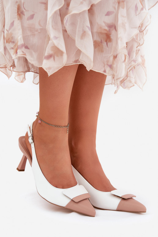 Elegantsed kõrge kontsaga kaunistustega Eko   valget värvi Ottoles