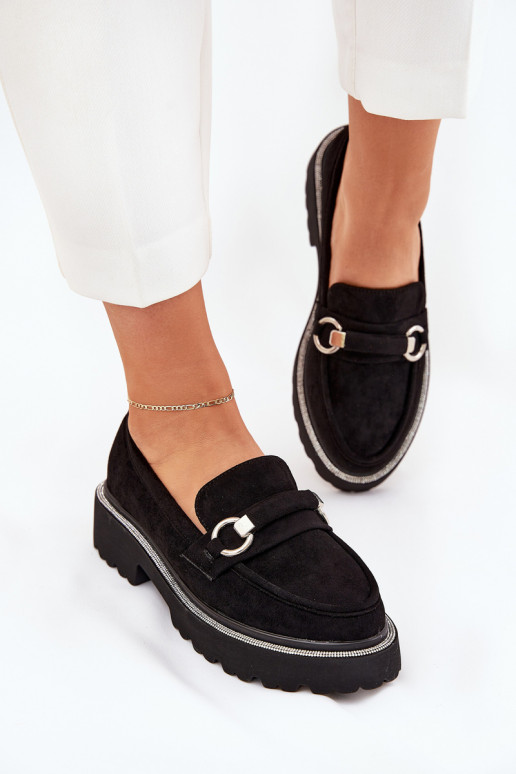 naiste mokassiinid Kaunistustega Cyrkoniami Must Patina