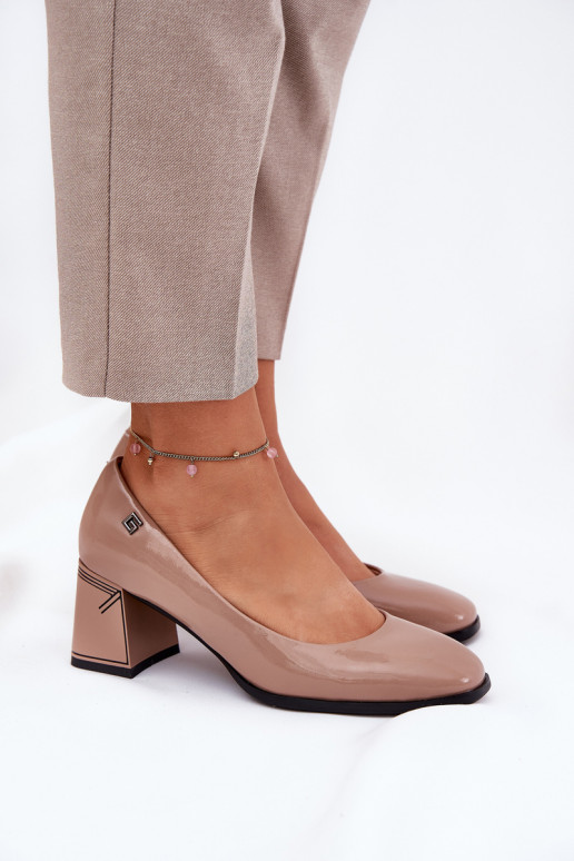   Laque Kingad kõrge jämeda kontsaga Vinceza 91130 beeži värvi