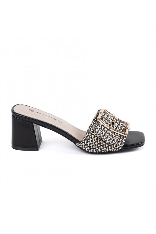 Tweedowe must-valge värv plätud kõrge kontsaga Tweedowe must-valge värv plätud kõrge kontsaga