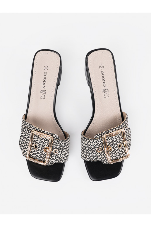 Tweedowe must-valge värv plätud kõrge kontsaga Tweedowe must-valge värv plätud kõrge kontsaga