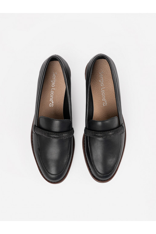 Must mokassiinid ze skórzaną wkładką Sergio Leone
