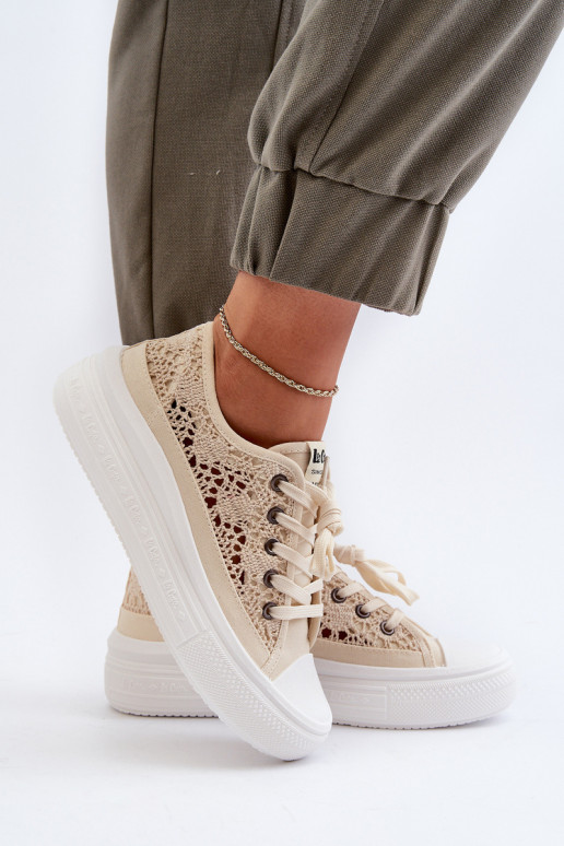 Pitsilised naiste saapad Lee Cooper LCW-23-44-1620 beeži värvi Pitsilised naiste saapad Lee Cooper LCW-23-44-1620 beeži värvi