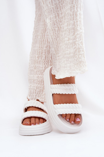 Kerged rannaplätud  naiste plätud platvormiga S.Barski ZK51-001 valget värvi