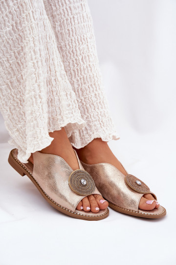 Läikivad Naistesandaalid Ozdobnym Detalem S.Barski KV51-012 Kuldset värvi