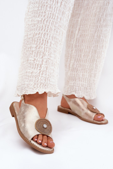 Läikivad Naistesandaalid Ozdobnym Detalem S.Barski KV51-012 Kuldset värvi