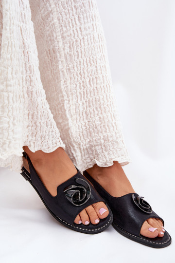 Läikivad Naistesandaalid kaunistustega S.Barski KV51-006 Must