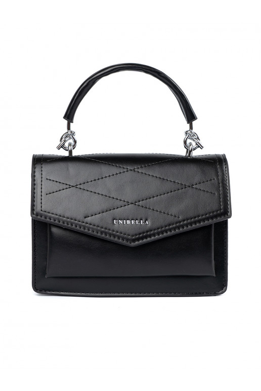 Mustad elegantne käekott z rączką i paskiem