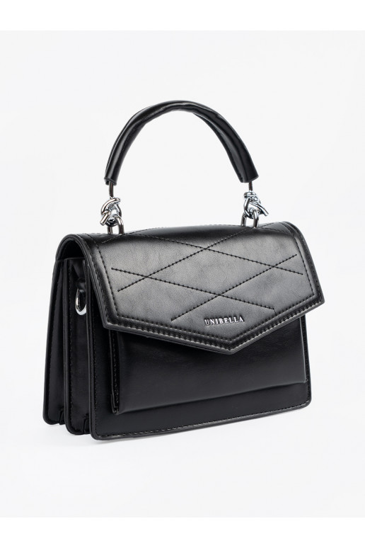 Mustad elegantne käekott z rączką i paskiem