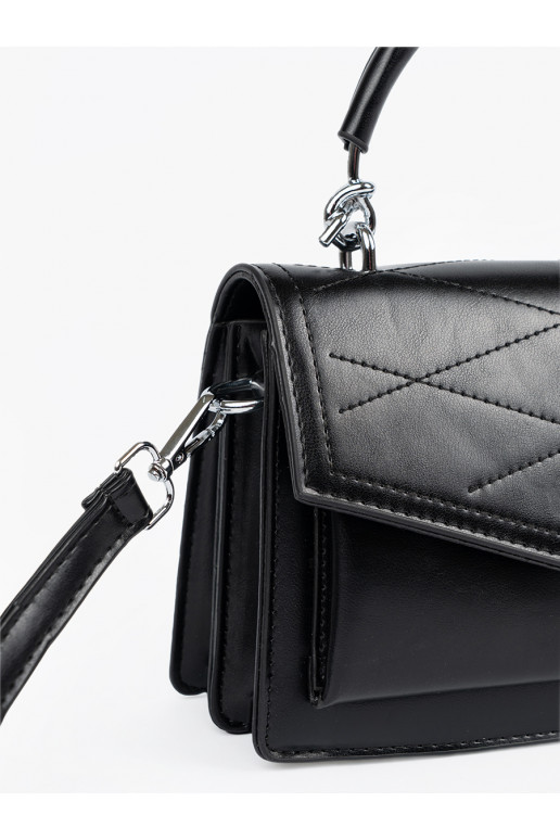 Mustad elegantne käekott z rączką i paskiem