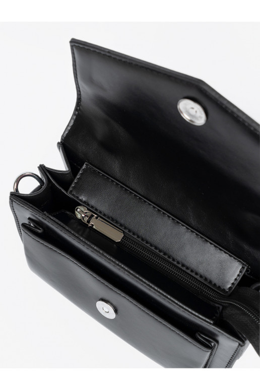 Mustad elegantne käekott z rączką i paskiem