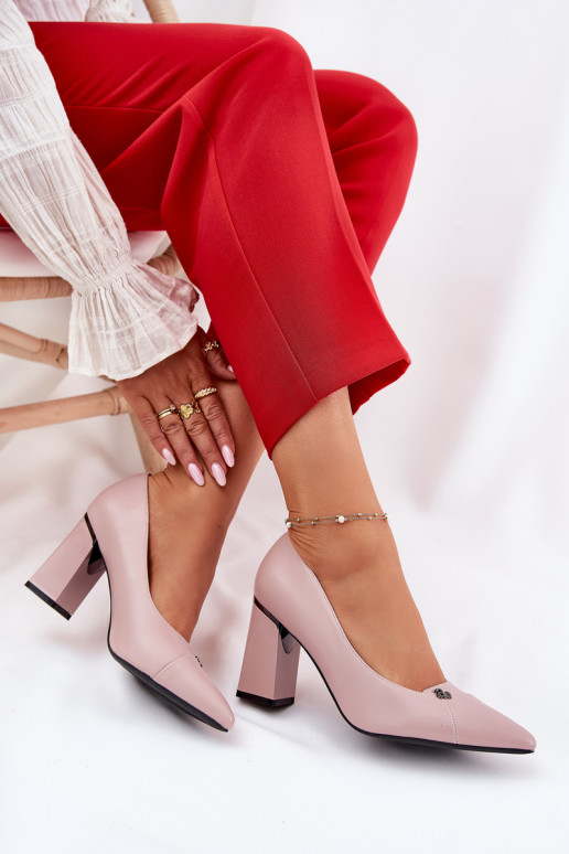 Kingad kõrge jämeda kontsaga Elegantsed Vinceza 62224 Tumeroosad värvi