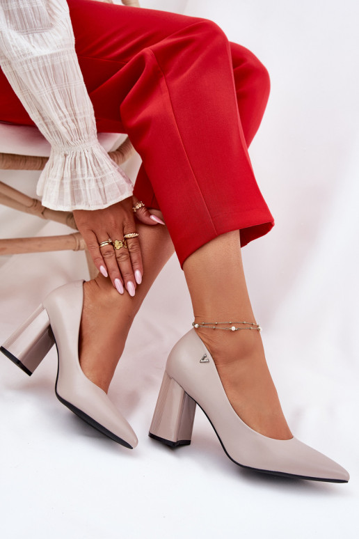 Elegantsed Kingad kõrge jämeda kontsaga Vinceza 62220 Halli värvi