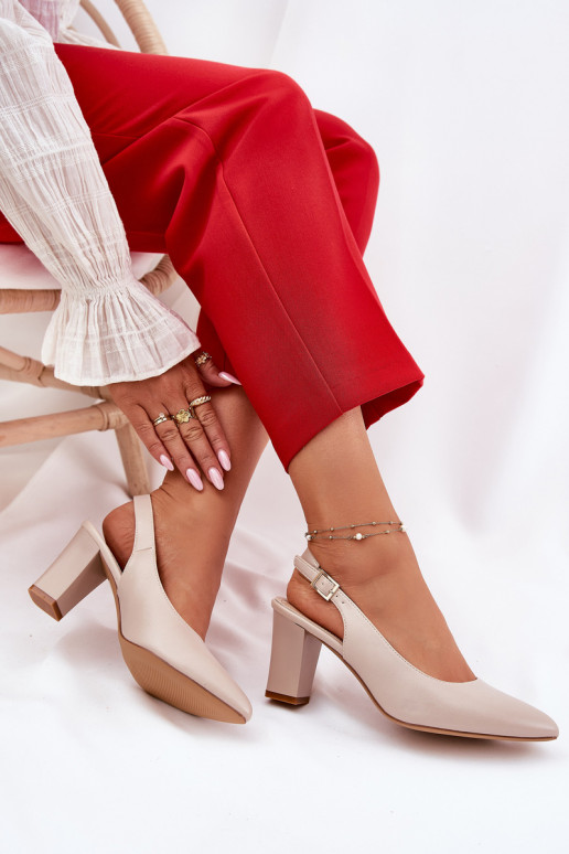  Kingad kõrge jämeda kontsaga Sergio Leone SK162 beeži värvi