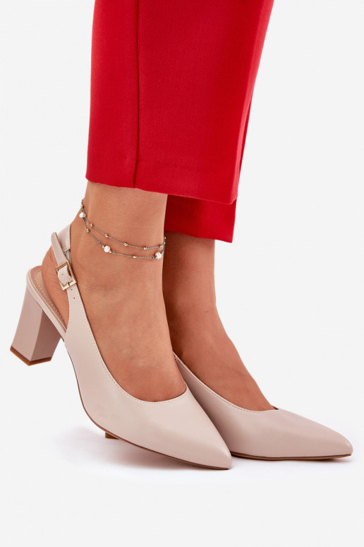  Kingad kõrge jämeda kontsaga Sergio Leone SK162 beeži värvi