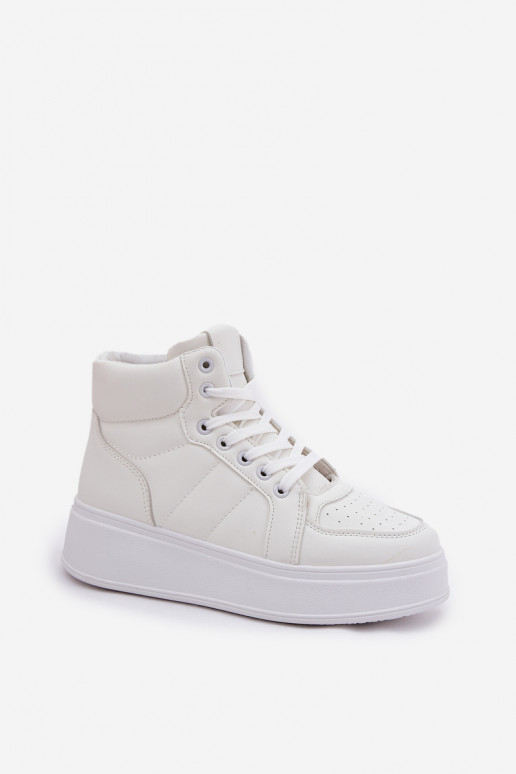 Kõrged sneakers mudeli kingad naistele platvormiga valge