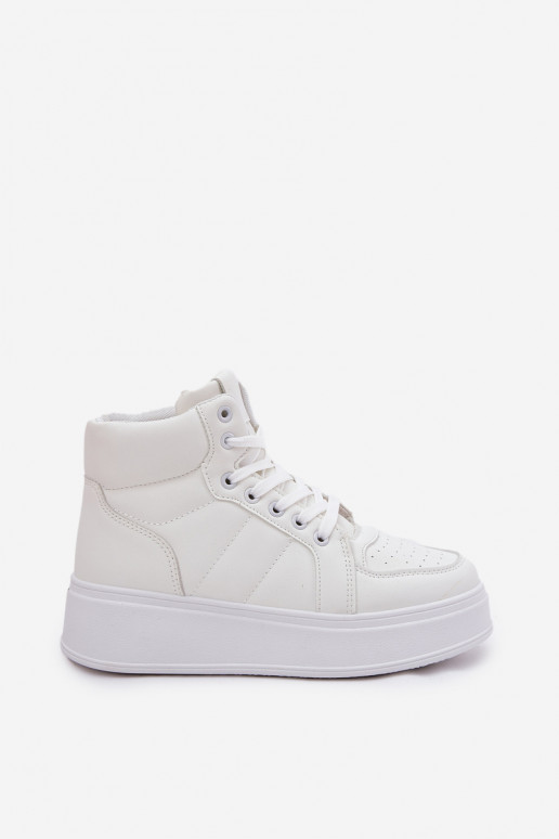 Kõrged sneakers mudeli kingad naistele platvormiga valge