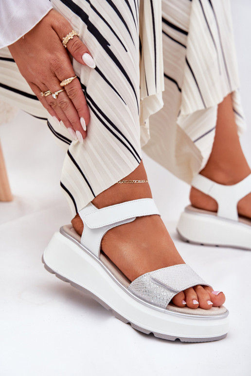 Naistesandaalid   Platformie I Koturnie krõpsudega kinnitatav S.Barski LR51-543 Hõbedat värvi