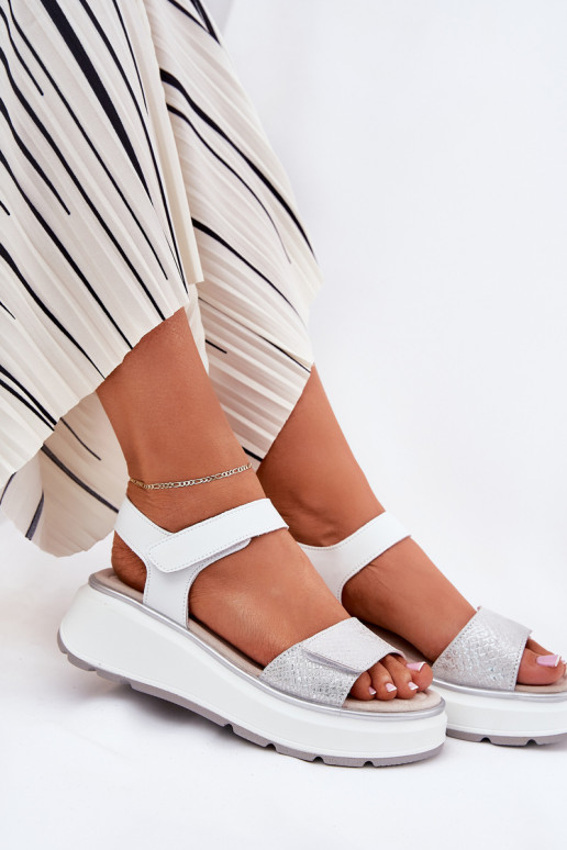 Naistesandaalid   Platformie I Koturnie krõpsudega kinnitatav S.Barski LR51-543 Hõbedat värvi