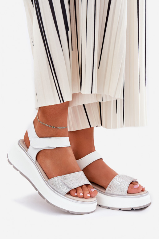 Naistesandaalid   Platformie I Koturnie krõpsudega kinnitatav S.Barski LR51-543 Hõbedat värvi