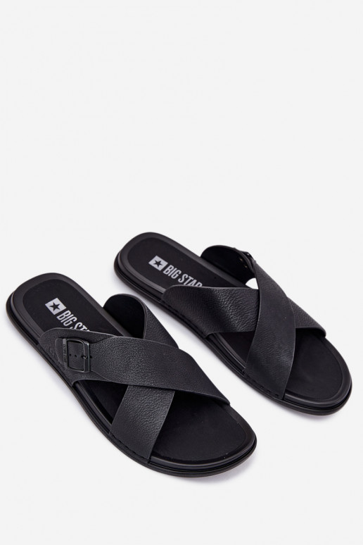 Plätud naturaalsest nahast  neetide ja pandlaga Big Star RR174076 Must