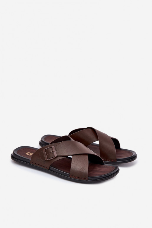 Plätud naturaalsest nahast  neetide ja pandlaga Big Star RR174077 pruunid värvi