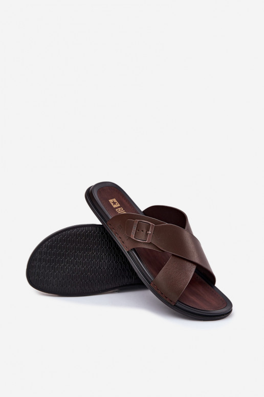 Plätud naturaalsest nahast  neetide ja pandlaga Big Star RR174077 pruunid värvi