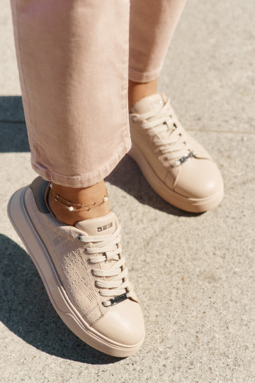 Sneakers tüüpi jalanõud Pealiste omad eko-nahast Big Star RR274259 beeži värvi