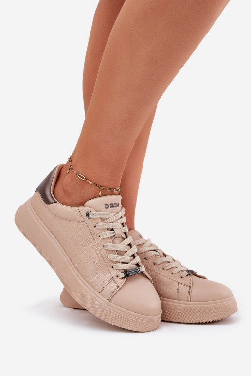 Sneakers tüüpi jalanõud Pealiste omad eko-nahast Big Star RR274259 beeži värvi