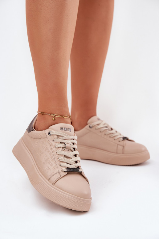 Sneakers tüüpi jalanõud Pealiste omad eko-nahast Big Star RR274259 beeži värvi
